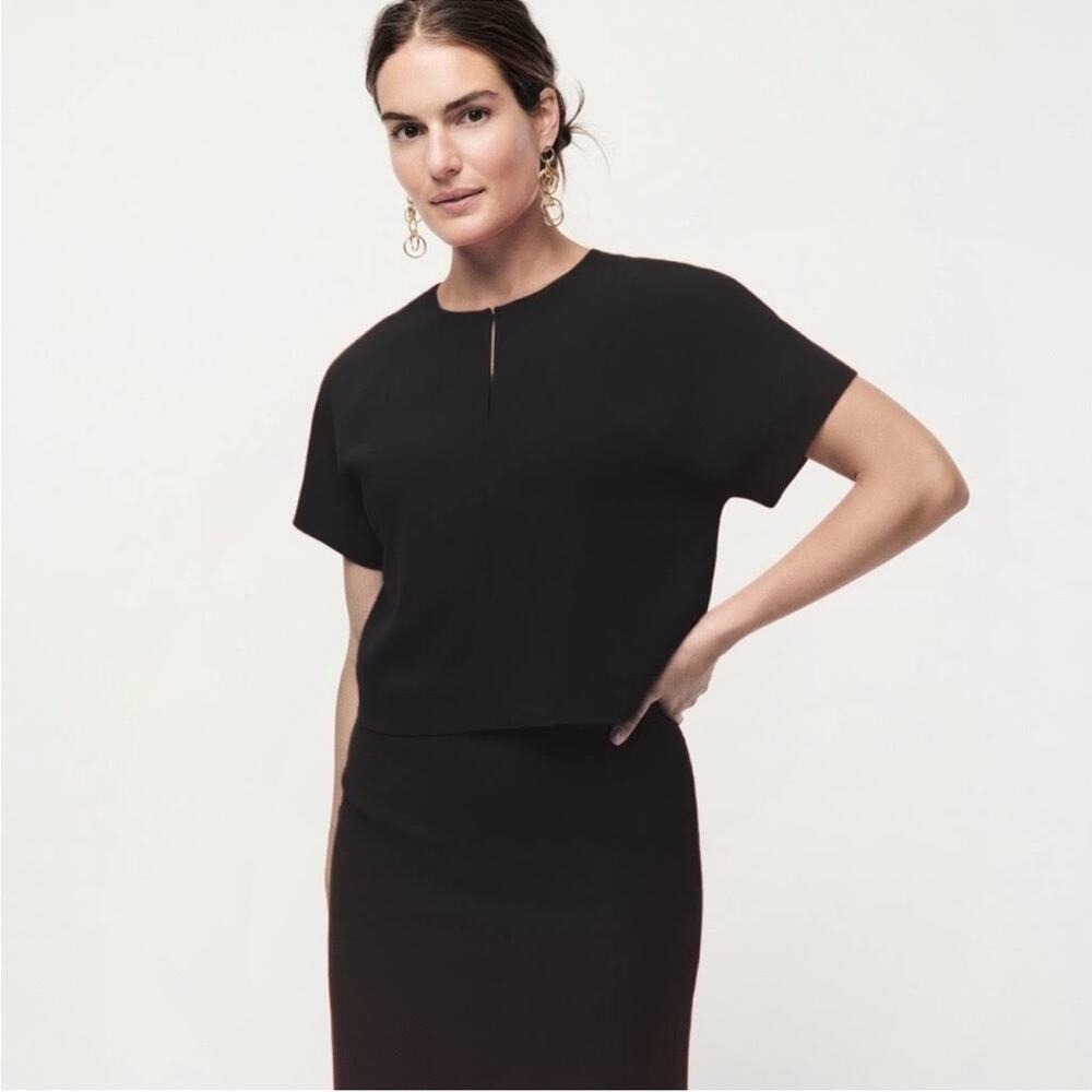 J. Crew Cropped cap-sleeve‎ top in 365 crepe